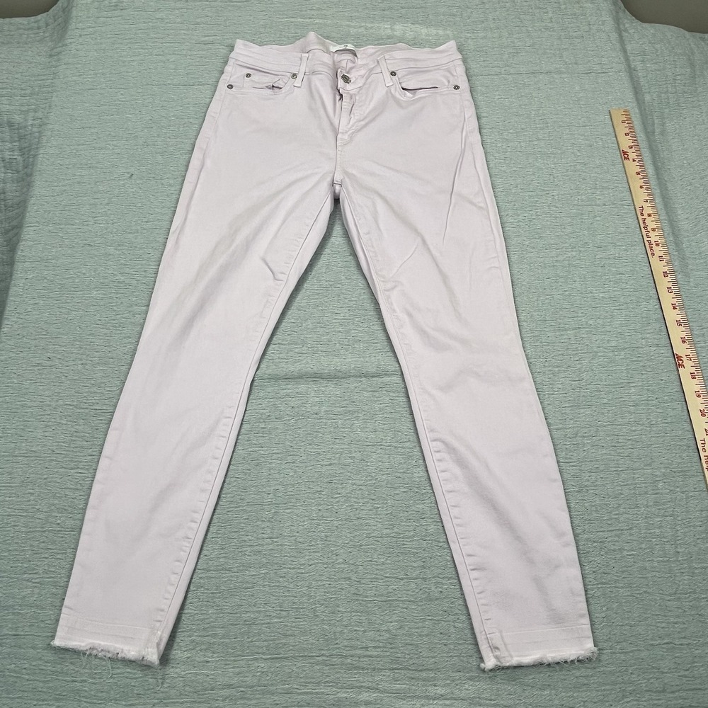 7 For All Mankind Ankle Skinny Jean with Released Hem in Sunrise Pink, size 32